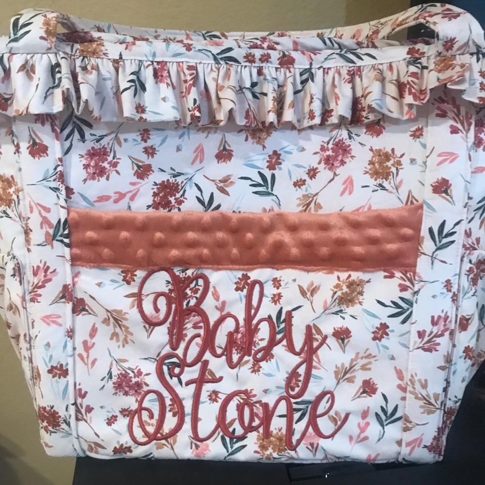 Selling custom handmade diaper bag. You choose colors and ever name on pocket